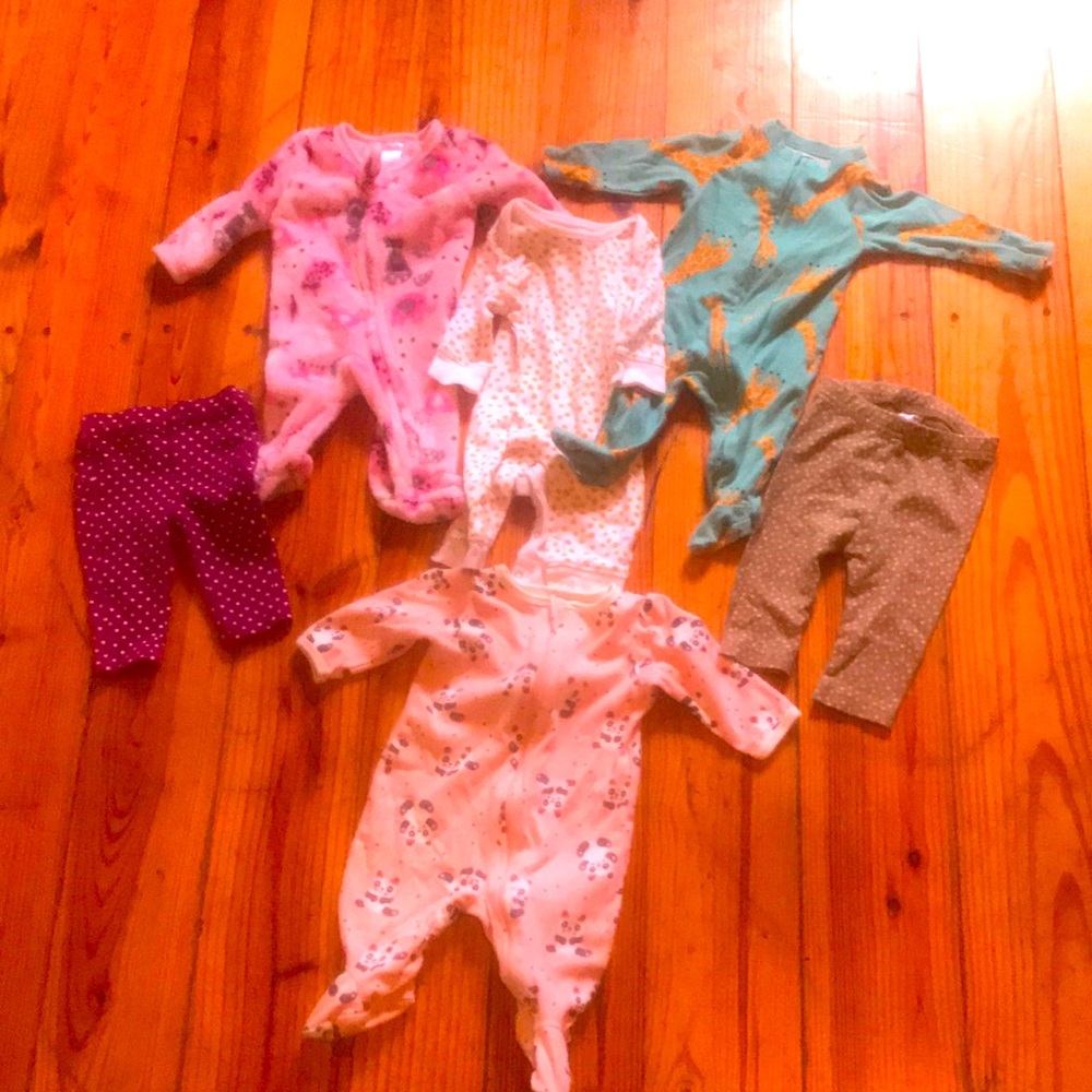 Big bundle lot of 0-3 month footies and pants